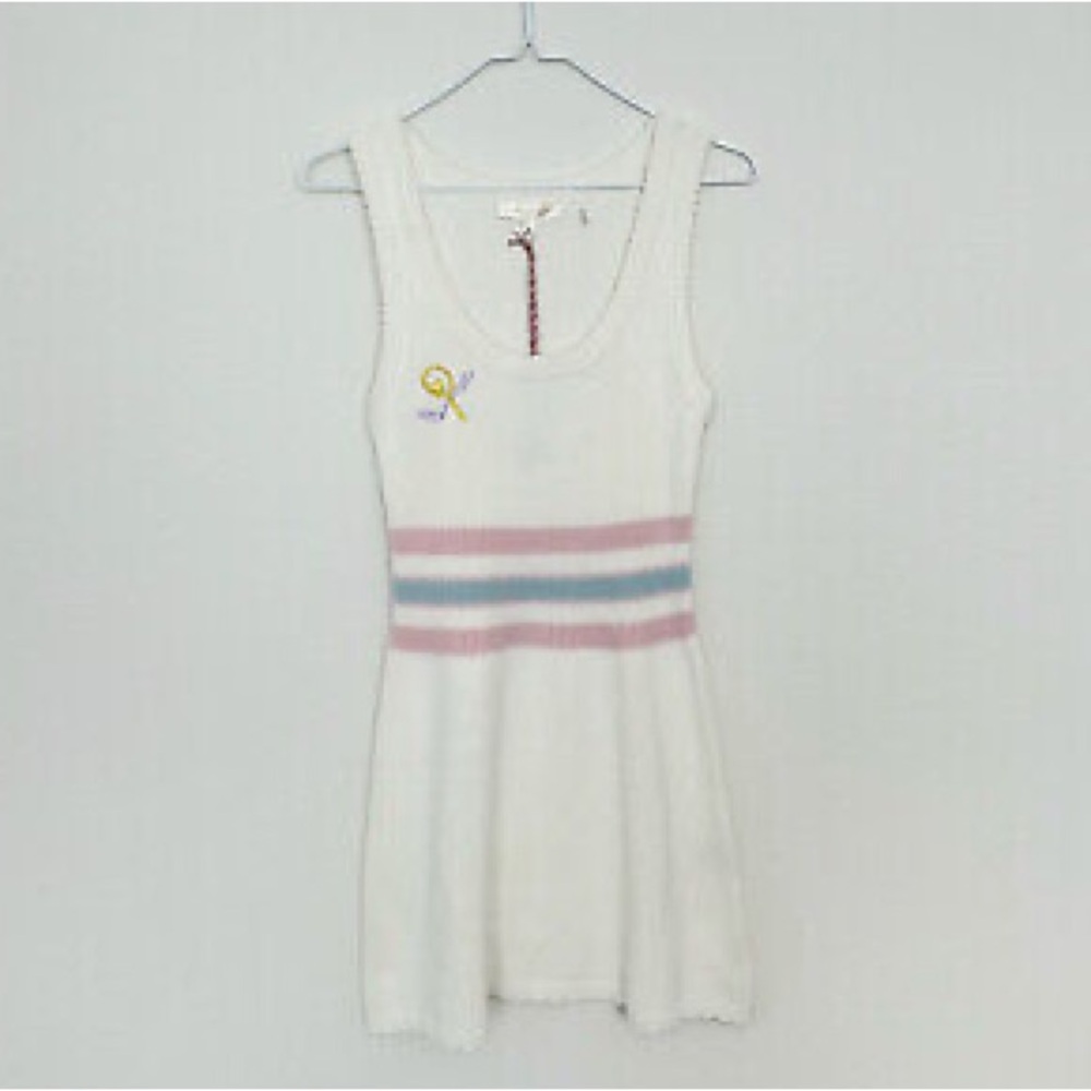 LoveShackFancy Indiana Tennis Mini Knit/Sweater Dress, Sz Medium (New) White - Picture 13 of 16